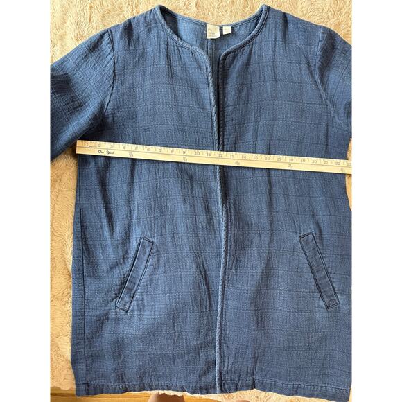 Eileen Fisher Navy Blue Cotton Jacket Long Blazer Size M Lightweight Coat M - Picture 6 of 10